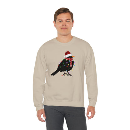 Blackbird with Fairy Lights Santa Claus Christmas Bird Sweatshirt