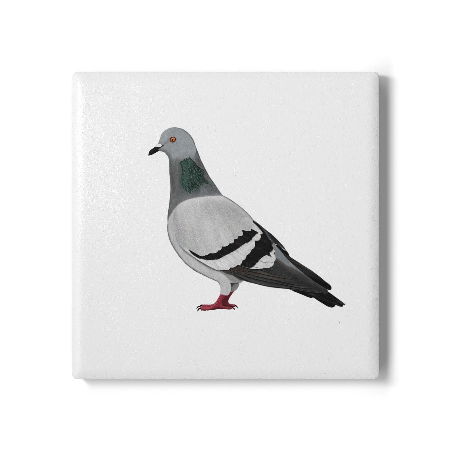 Taube Keramik-Untersetzer Vogelmotiv Weiß