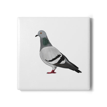 Taube Keramik-Untersetzer Vogelmotiv Weiß