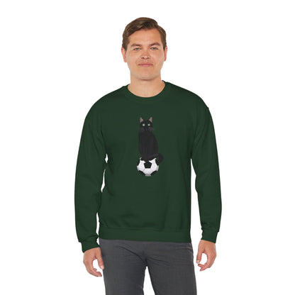 Black Cat with Soccer Cat Lover Sweatshirt