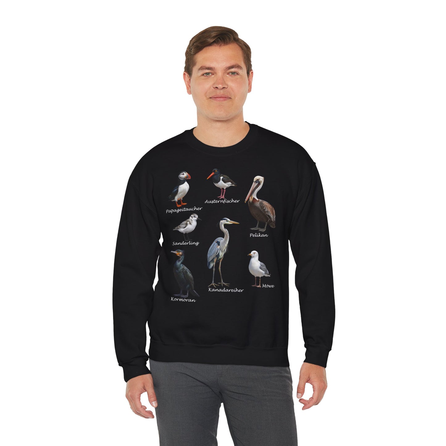 Papageitaucher und Möwe Sweatshirt Vogelmotiv – Animal Graphic Tee Casual Everyday Wear Stil