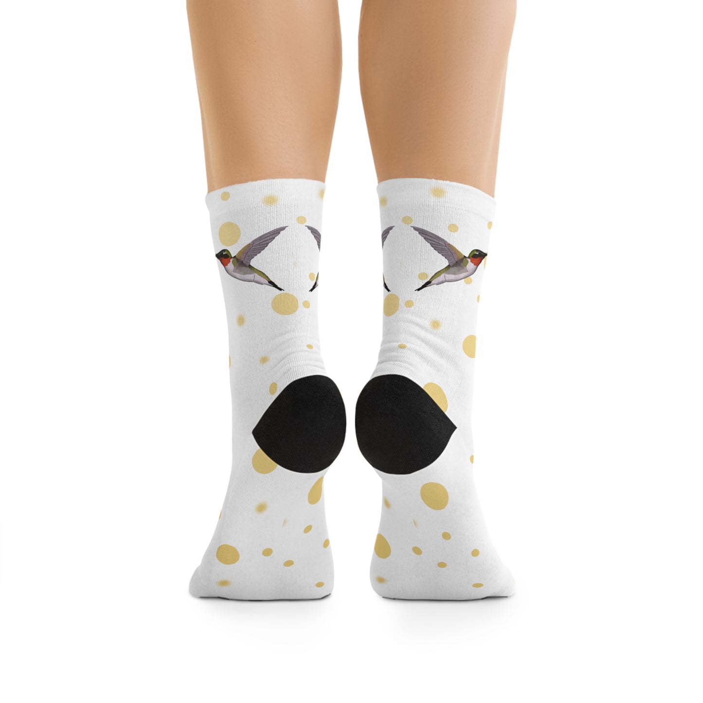 Hummingbird with Golden Dots Birding & Birdwatching Bird Socks White