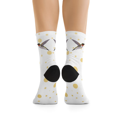 Hummingbird with Golden Dots Birding & Birdwatching Bird Socks White