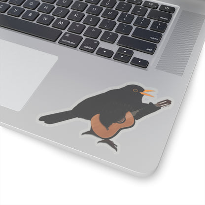 Blackbird Bird Playing Guitar Kiss-Cut Sticker