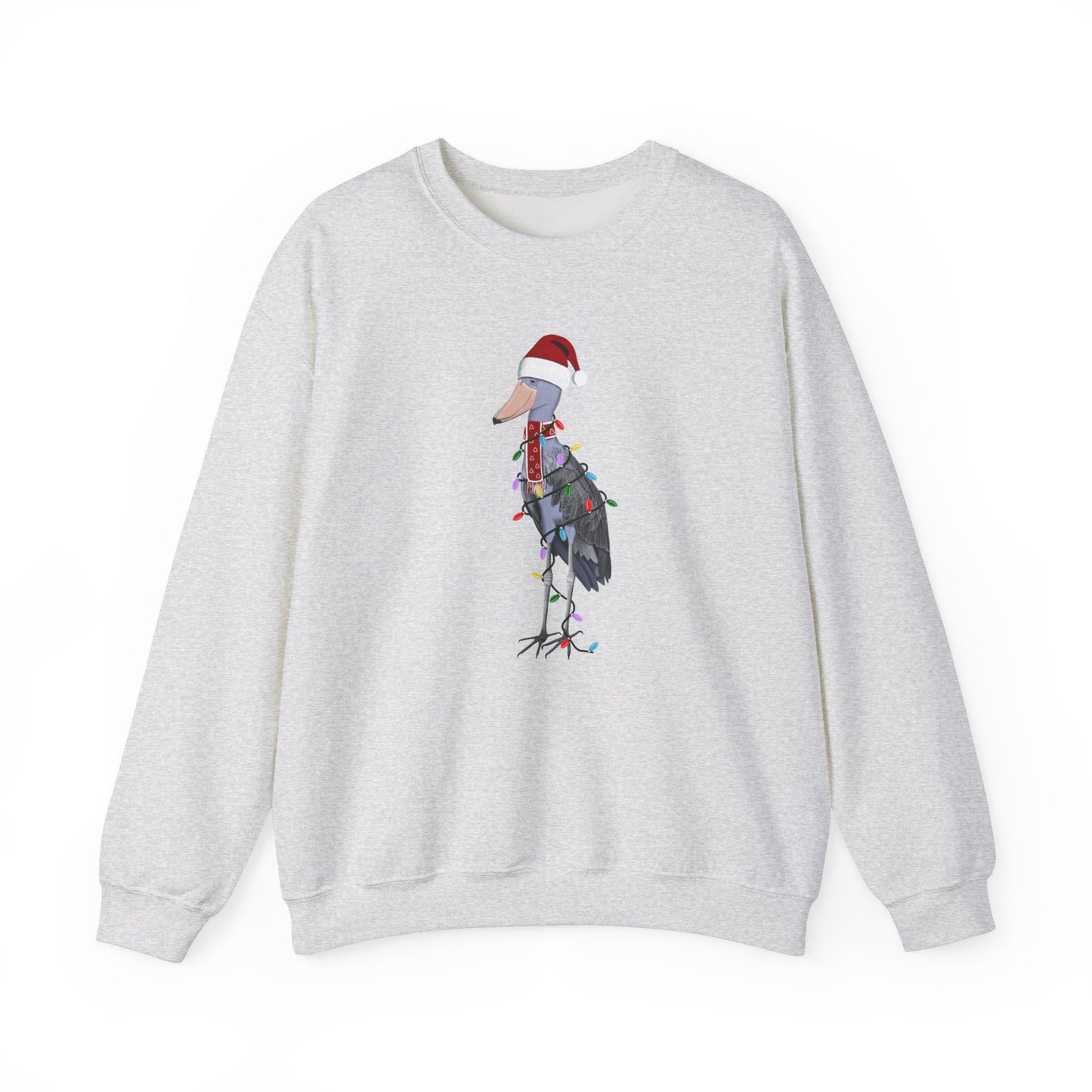 Shoebill with Fairy Lights Santa Claus Christmas Bird Sweatshirt