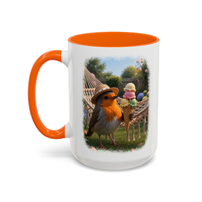 Robin Rosi Ice Cream Garden Premium Mug for Bird Lovers