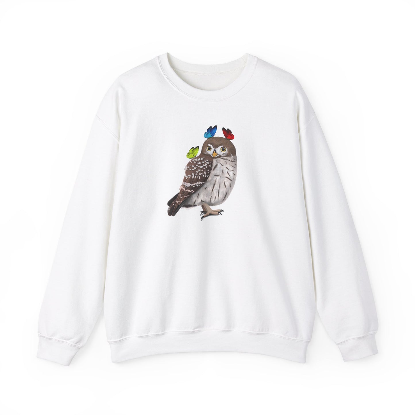 Little Owl with Butterflies Bird Birding & Birdwatching Sweatshirt