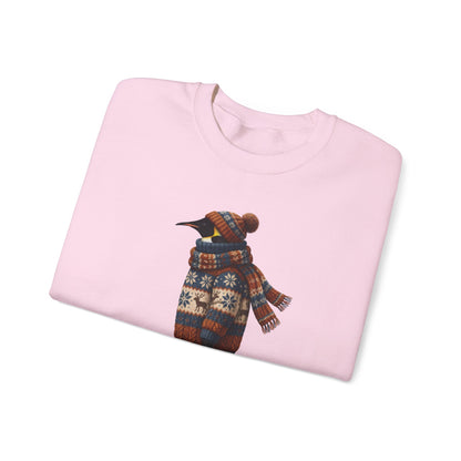 ペンギンの冬用スウェットシャツ | バードウォッチャークルーネック | 鳥好きの方へのユニセックスの鳴鳥ニットギフト