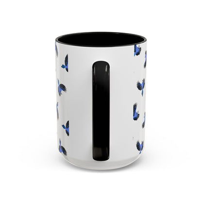Blue Jay All-Over Pattern Accent Mug | Colorful Bird Lover Gift for Birdwatchers