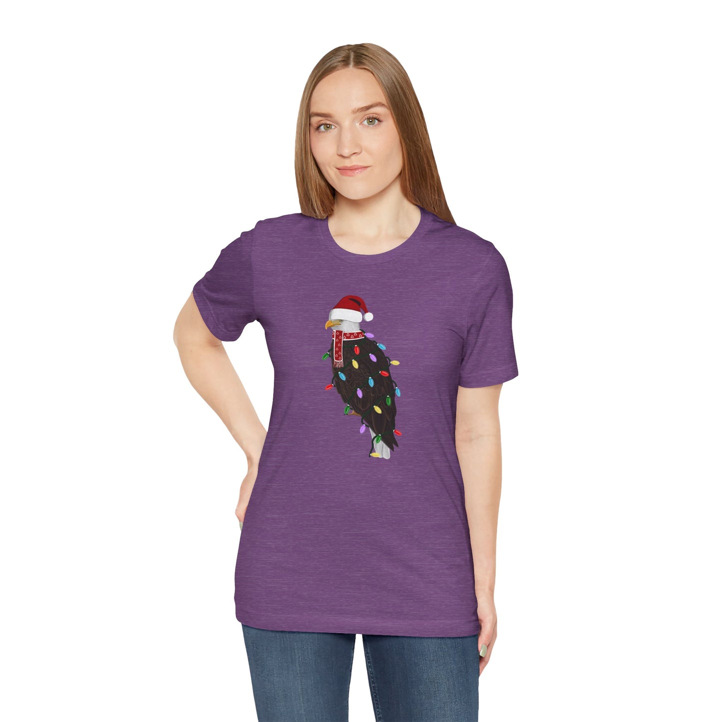 Bald Eagle with Fairy Lights Christmas Bird T-Shirt