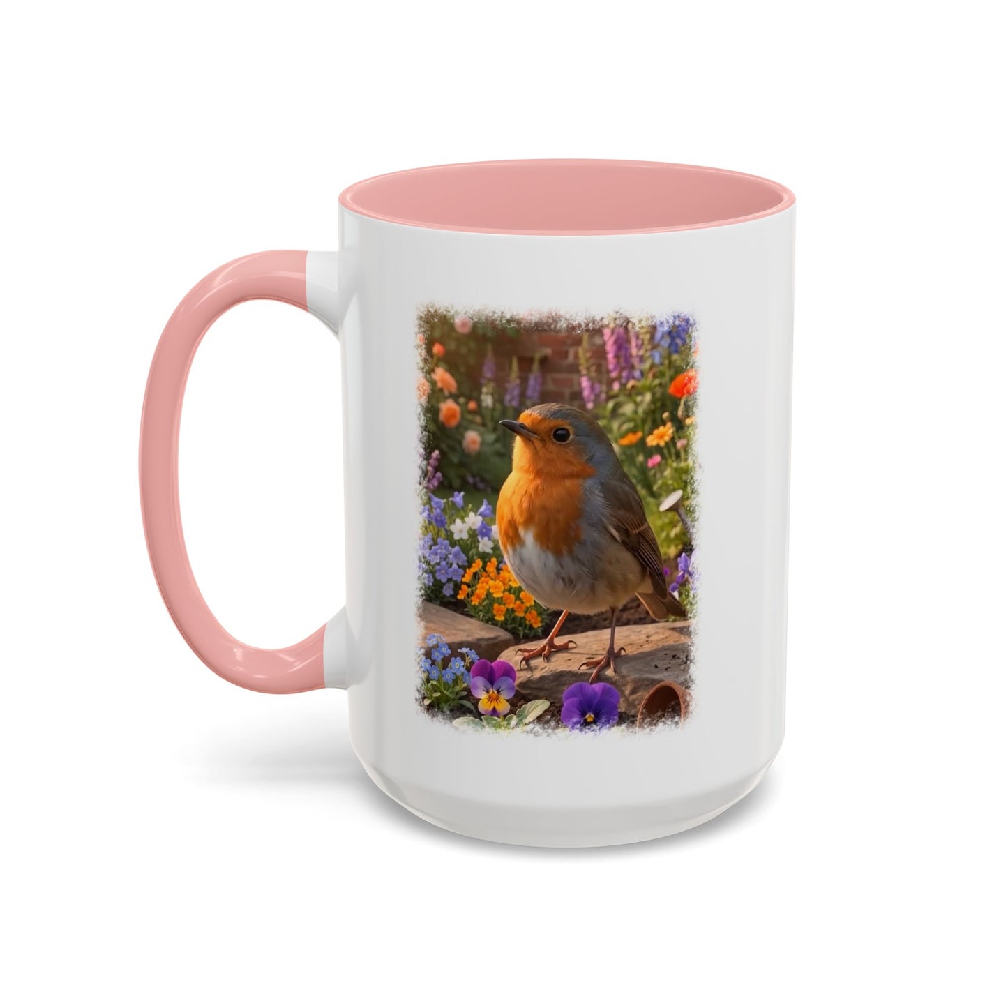 Robin Rosi Flower Bed Mug - Cute Backyard Bird Watcher Gift