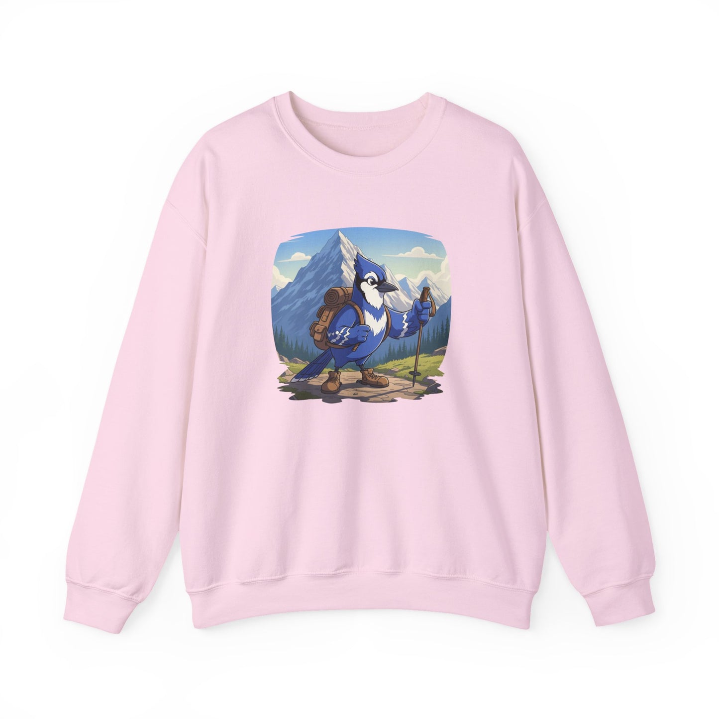 Blue Jay Hiking Sweatshirt Funny Blue Jay on a Hike Bird Watchers & Bird Lovers