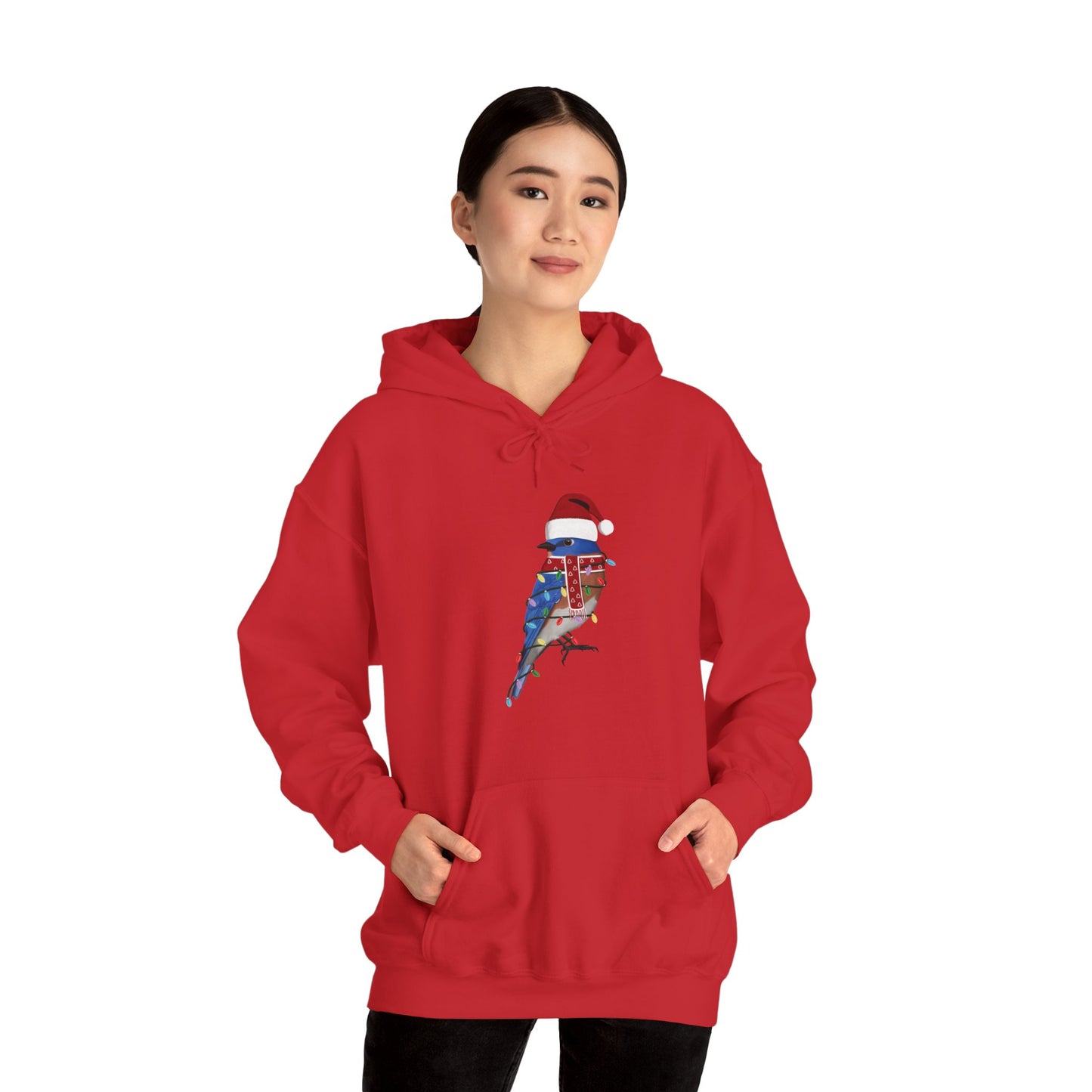 Bluebird with Fairy Lights Christmas Bird Hoodie