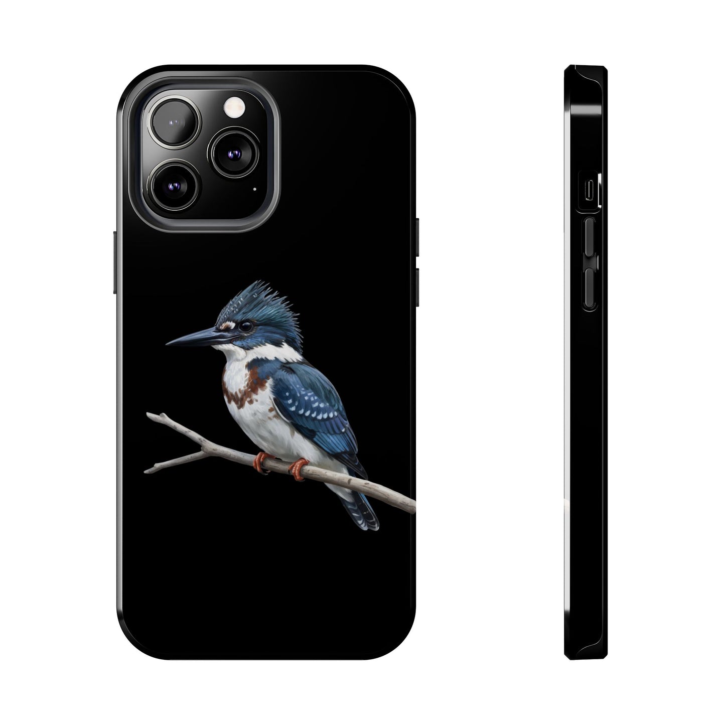 Belted Kingfisher iPhone Case – Premium Tough Phone Cover Black