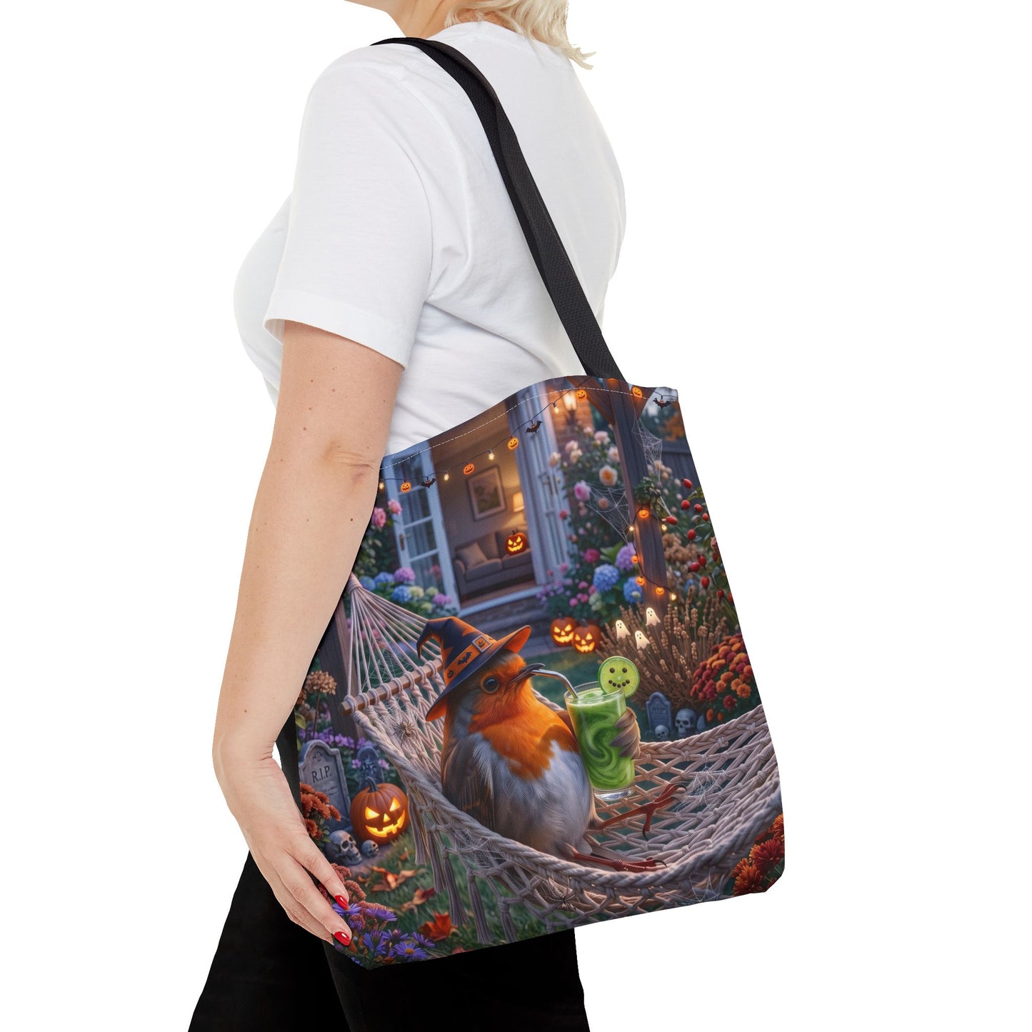Robin Rosi Halloween Hammock Tote Bag for Spooky Season and Cozy Fall Lovers