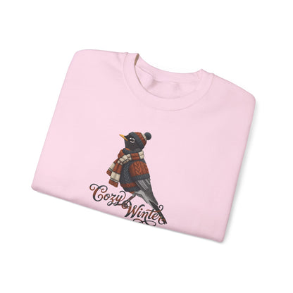 アメリカンロビンの冬用スウェットシャツ | バードウォッチャークルーネック | 鳥好きの方へのユニセックスの鳴鳥ニットギフト