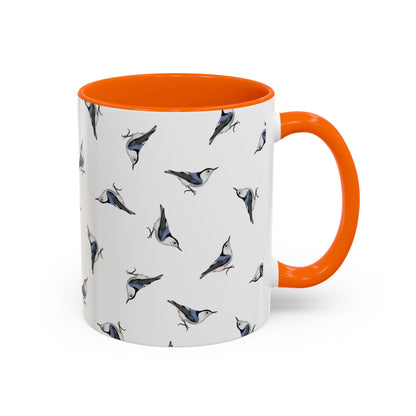Nuthatch All-Over Pattern Accent Mug | Colorful Bird Lover Gift for Birdwatchers