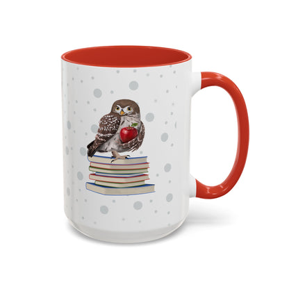 Cute Owl on Books Teacher Mug – Two-Tone Classroom Coffee Cup