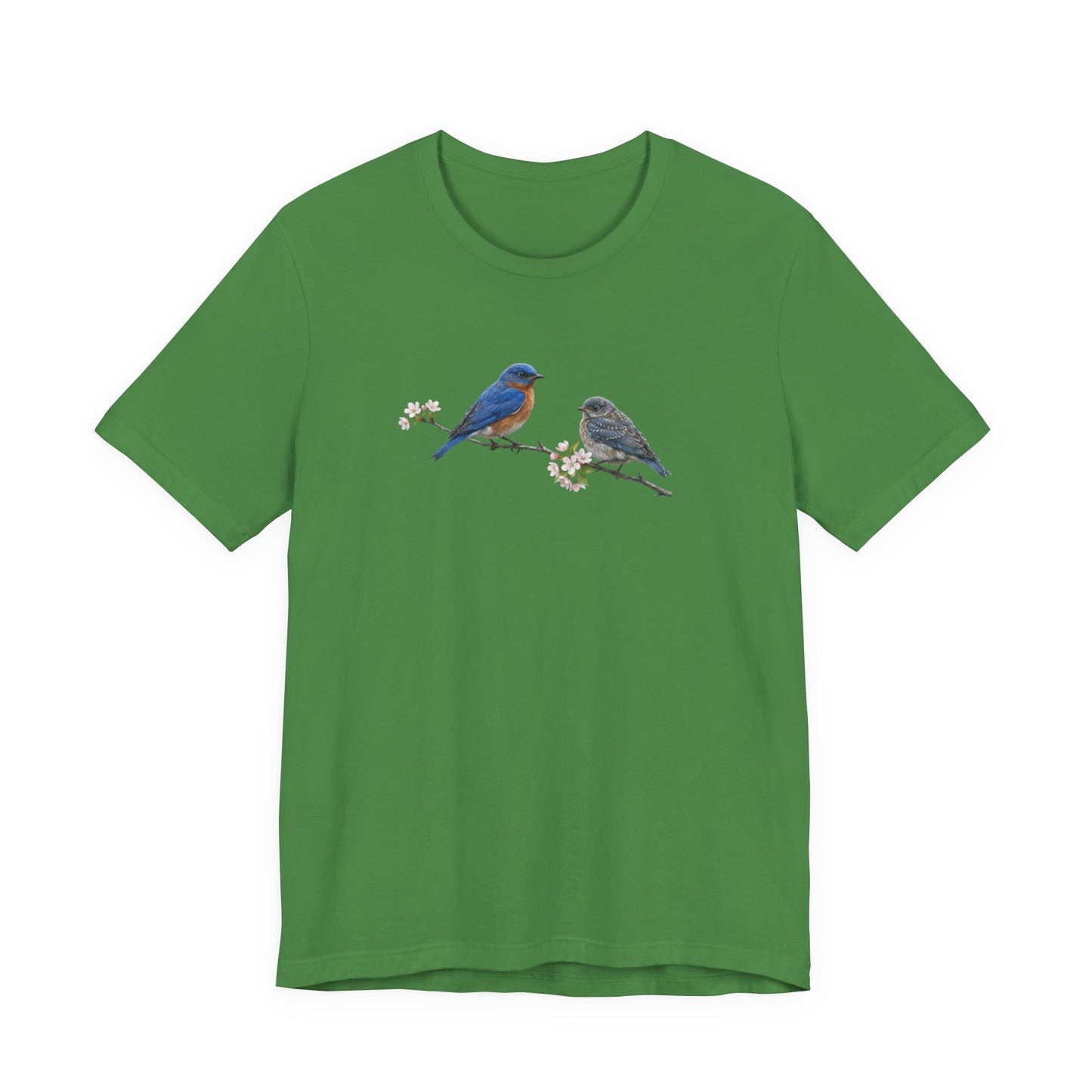 Eastern Bluebird & Fledgling T-Shirt | Spring Blossoms Unisex Graphic Tee