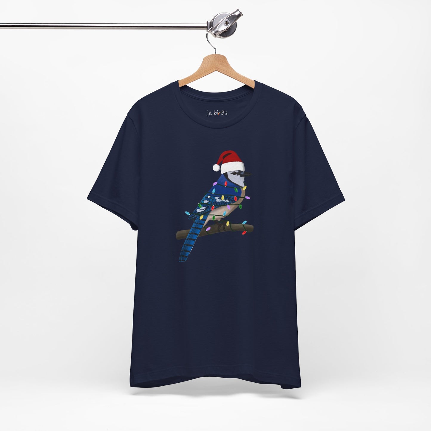 Blue Jay with Fairy Lights Christmas Bird T-Shirt