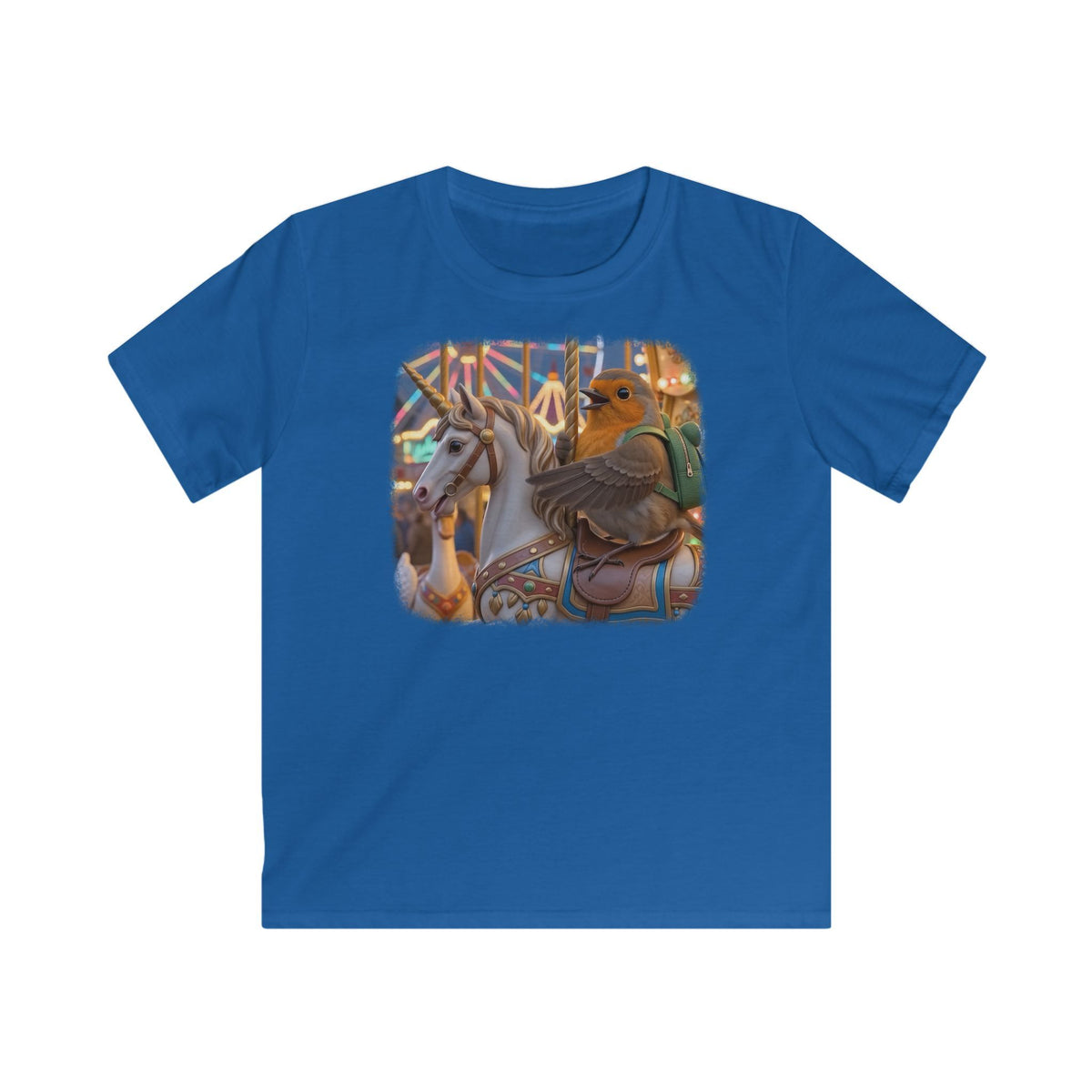 Premium Kinder T-Shirt Rosi Rotkehlchen & das Karussell-Einhorn
