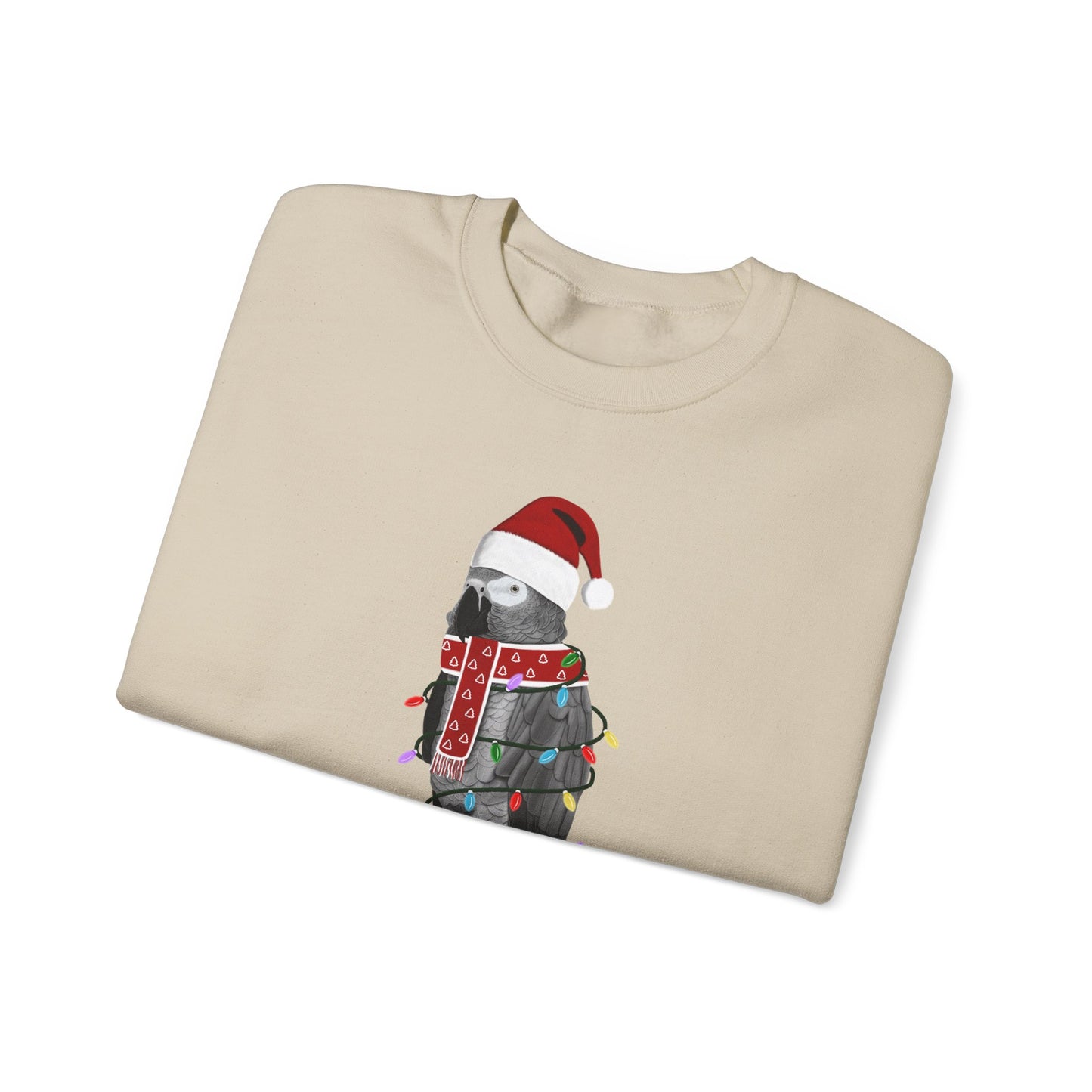 Grey Parrot with Fairy Lights Santa Claus Christmas Bird Sweatshirt