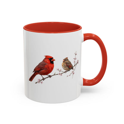 Northern Cardinal & Fledgling Two-Tone Mug | Spring Bird Lover Gift