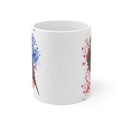 Robin 4th of July Independence Day Statue of Liberty Bird Ceramic Mug 11oz White