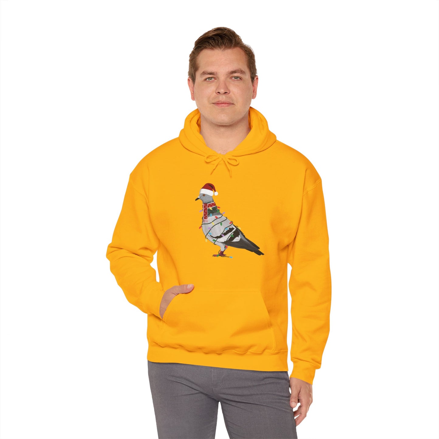 Pigeon with Fairy Lights Christmas Bird Hoodie