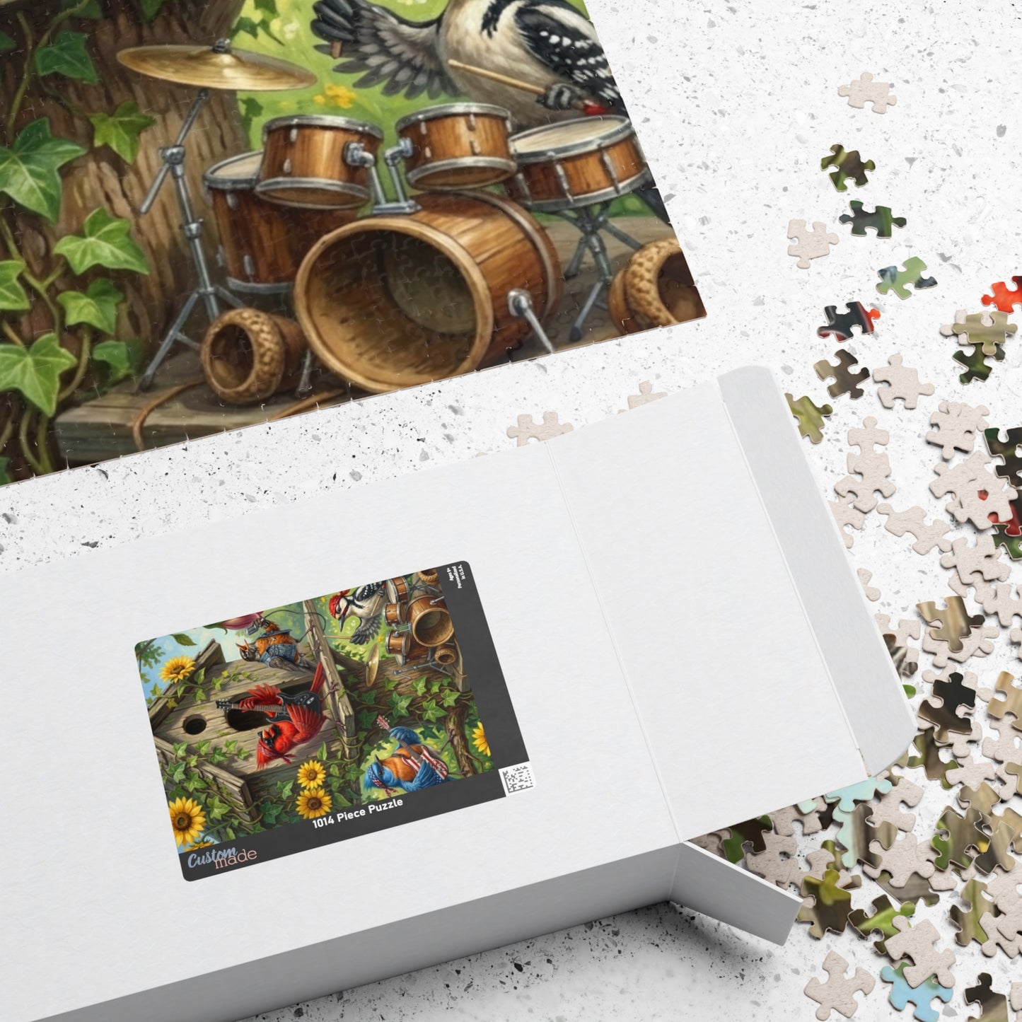 The Backyard Birds Concert Jigsaw Puzzle | Sunflower & Birdhouse Scene Premium Bird Lover Gift (110 - 1014 Pieces) – adult animal