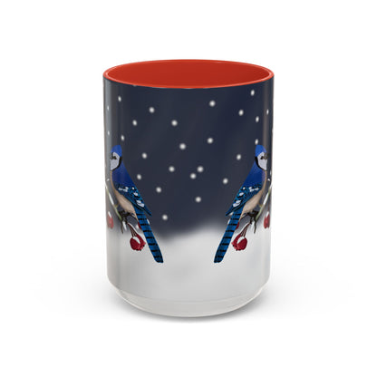 Blue Jay and Cardinal Bird Coffee Mug | Ceramic Christmas Gift for Bird Lovers