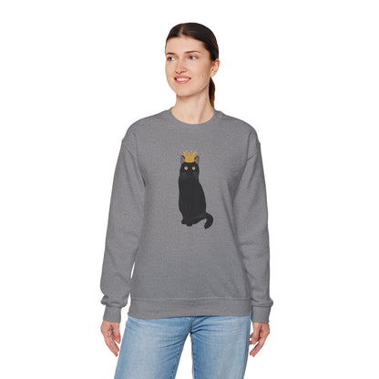 Black Cat with Crown Cat Lover Sweatshirt