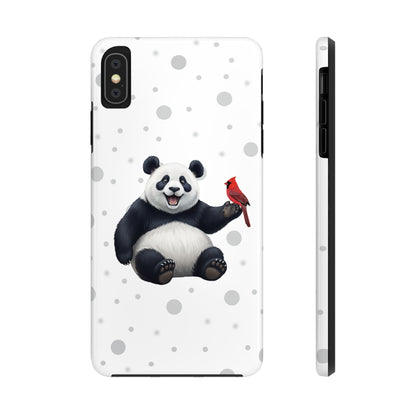Cute Panda Bear with a Cardinal Animal iPhone Case - Dual-Layer PC/TPU Protective Cover for iPhone