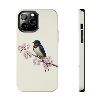 Barn Swallow & Cherry Blossom Tough iPhone Case Creamy White