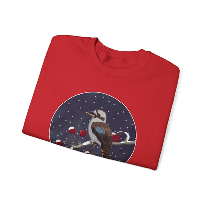 Kookaburra on a Winter Branch Birdwatcher Christmas Bird Sweatshirt