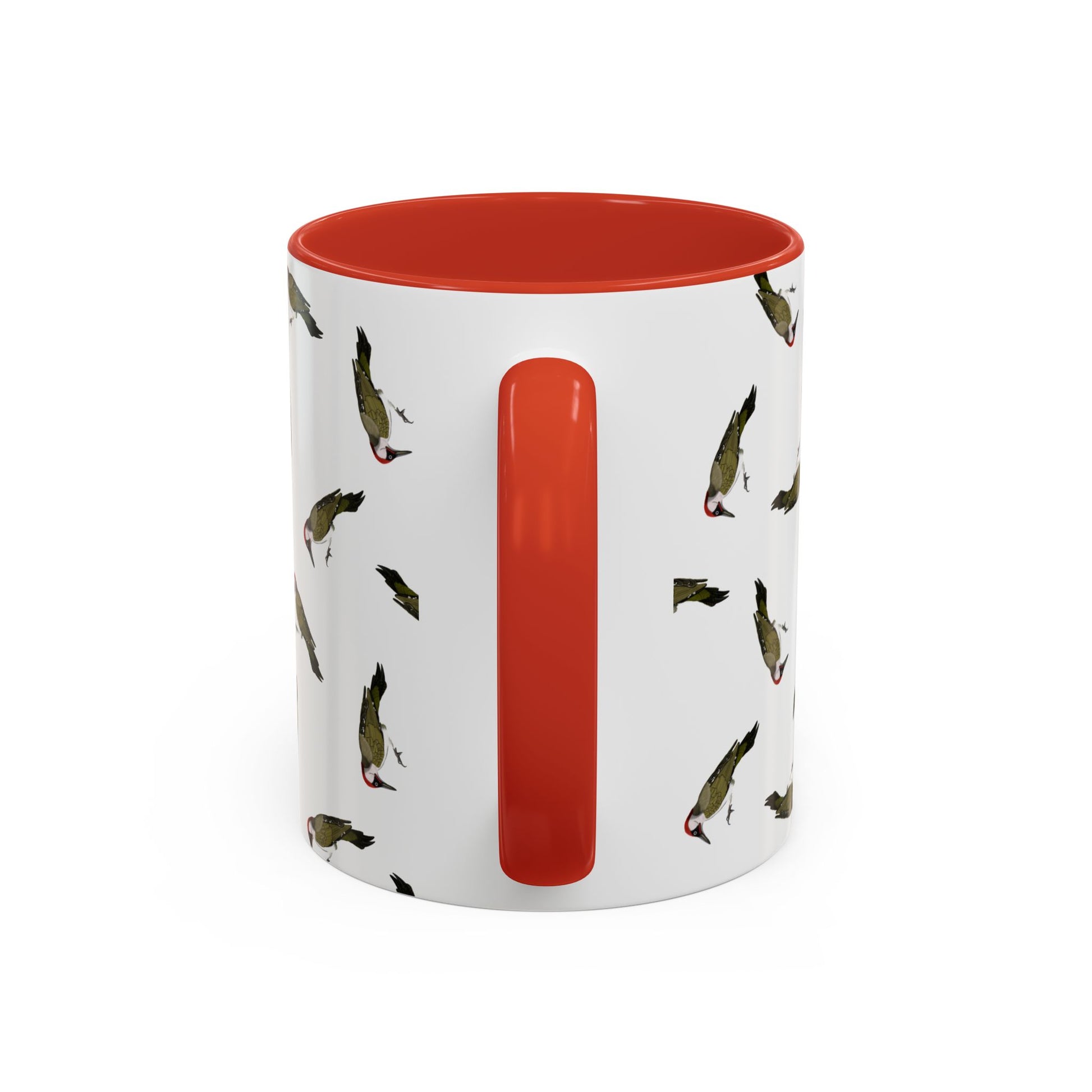 Grünspecht Tasse mit Streumuster | Vogelmotiv Kaffeebecher für Vogelbeobachter & Naturfreunde on Accent Coffee Mug background