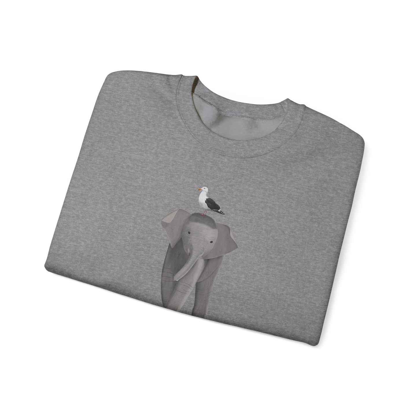 Elephant with Seagull Bird Birding & Birdwatching Sweatshirt