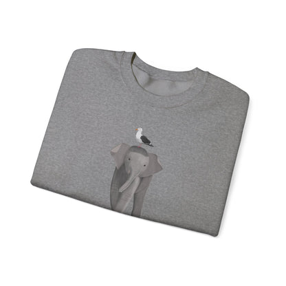 Elephant with Seagull Bird Birding & Birdwatching Sweatshirt