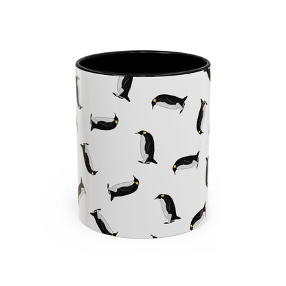 Pinguin Tasse mit Streumuster | Vogelmotiv Kaffeebecher für Vogelbeobachter & Naturfreunde in Yellow