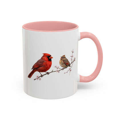 Northern Cardinal & Fledgling Two-Tone Mug | Spring Bird Lover Gift