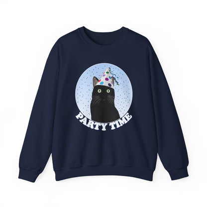 Black Cat Celebrating Party Time Cat Lover Sweatshirt