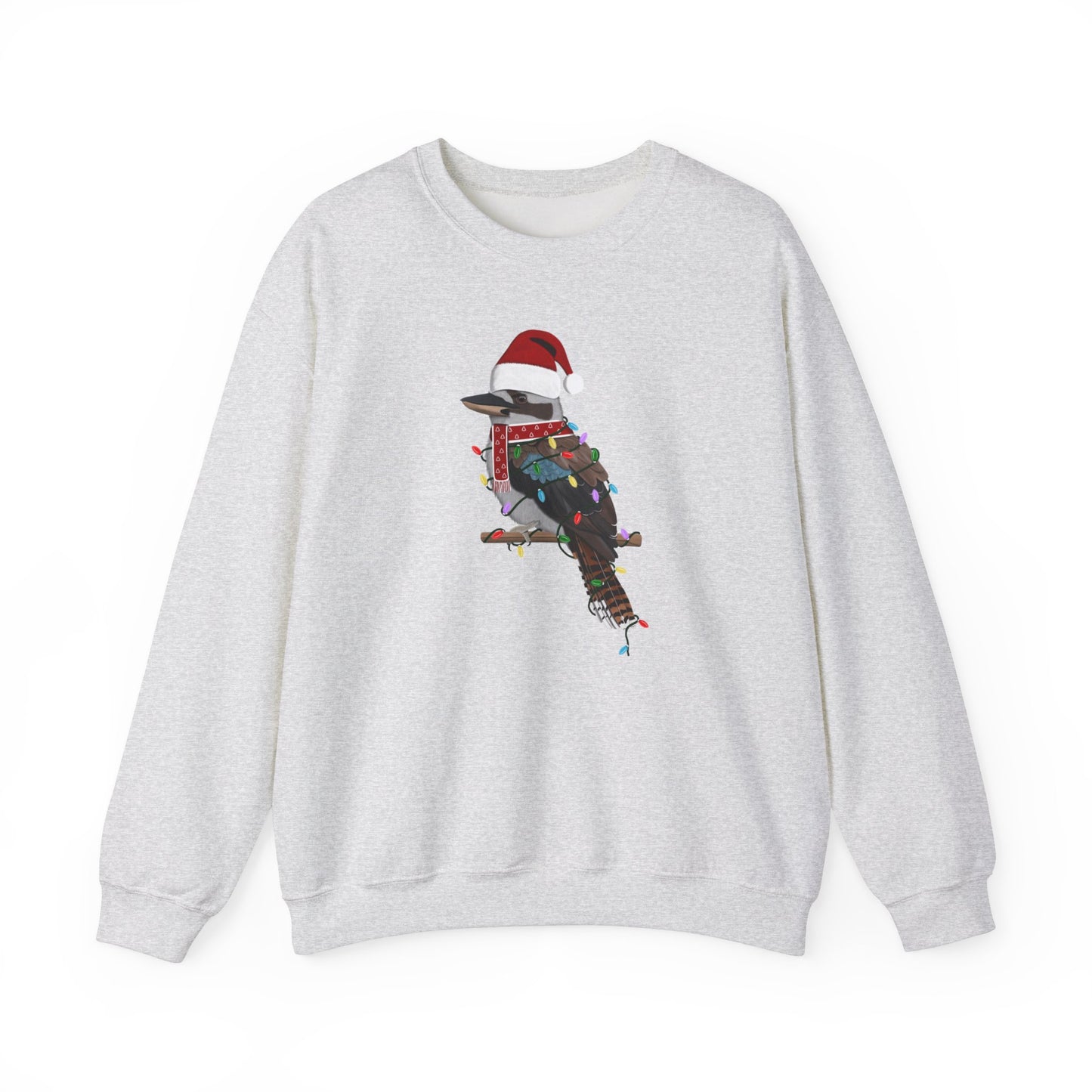 Kookaburra with Fairy Lights Santa Claus Christmas Bird Sweatshirt