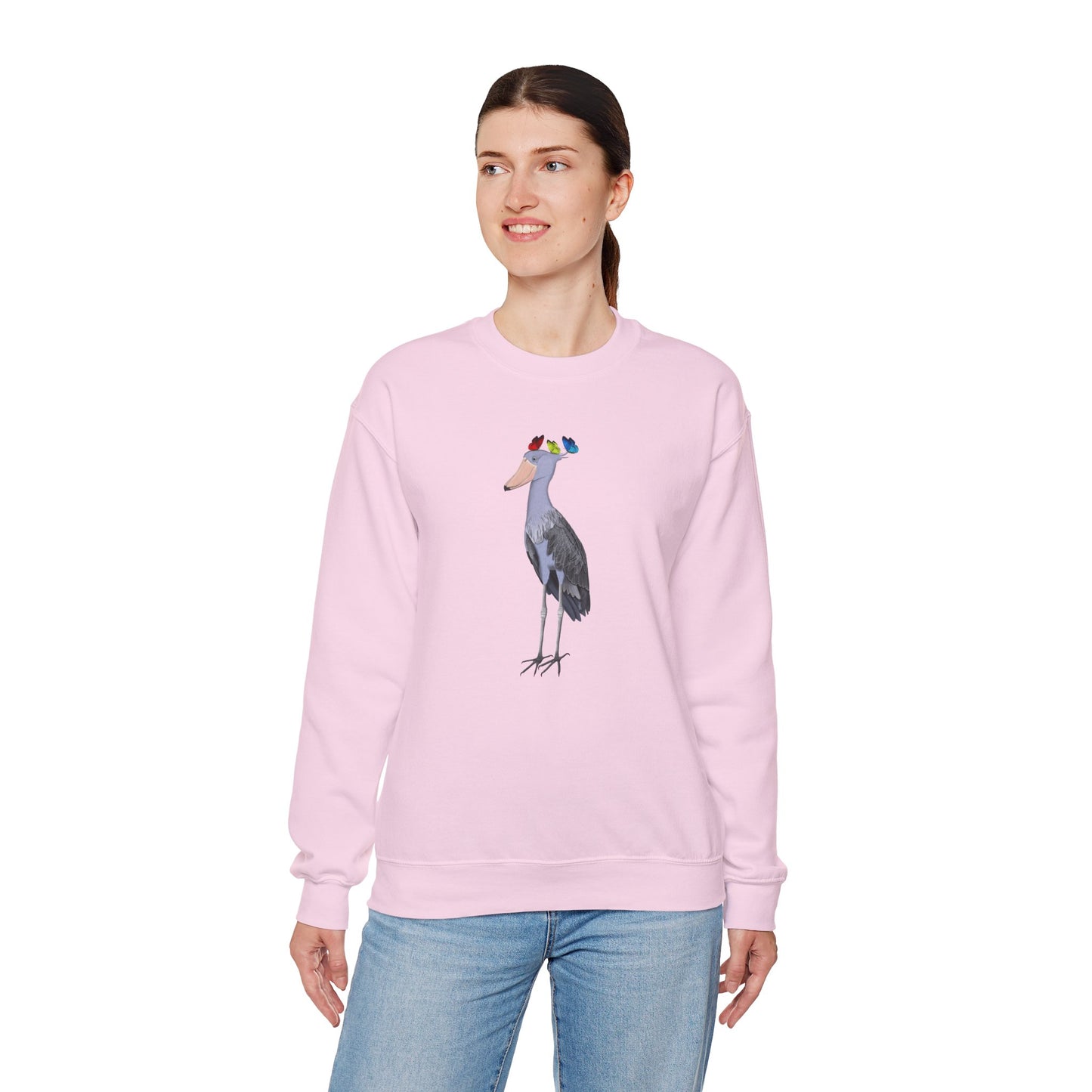 Shoebill with Butterflies Bird Birding & Birdwatching Sweatshirt