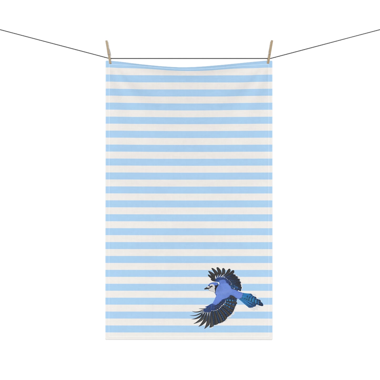Blue Jay Bird Art Kitchen Towel Blue White 18" × 30"