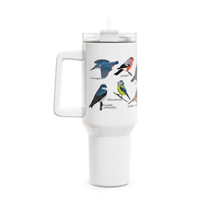 Gartenvögel Amsel Rotkehlchen Buntspecht Thermo-Tumbler 40oz (1,2L) – Edelstahl Isolierbecher für Vogelbeobachter