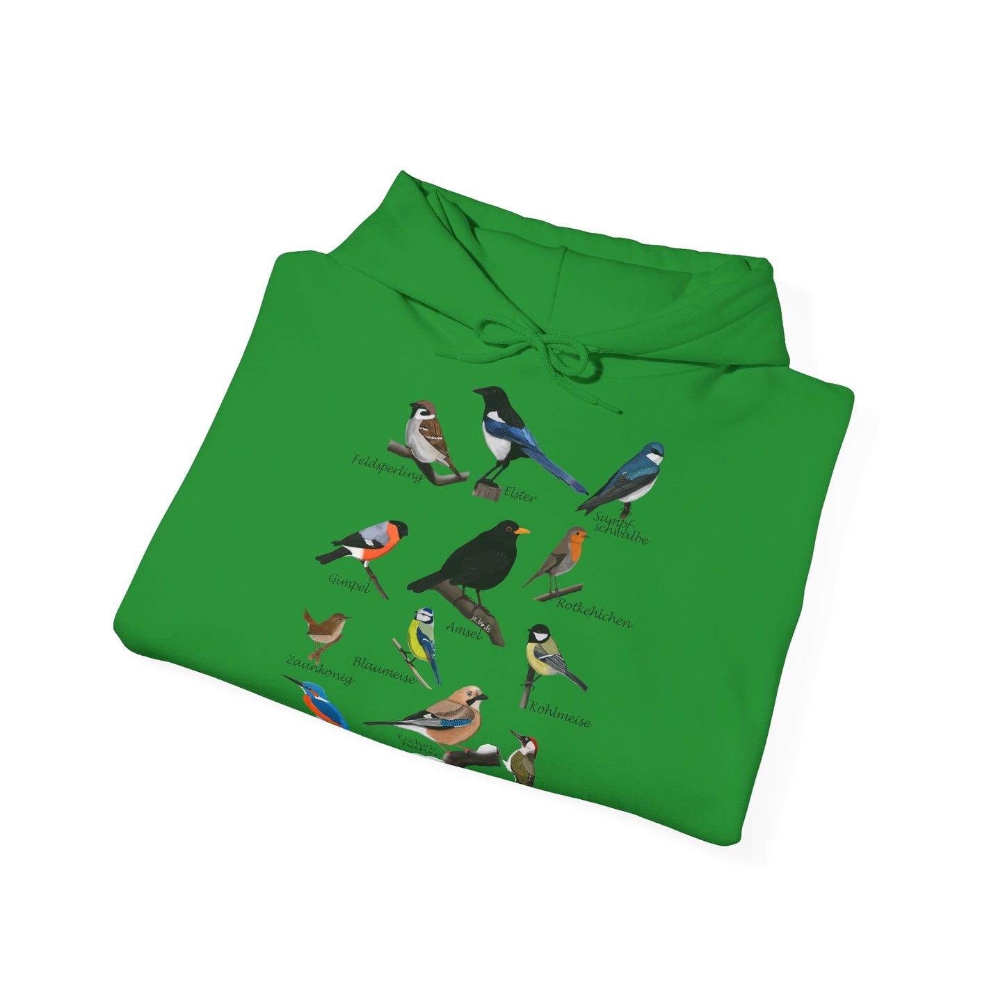 Gartenvögel Vogel Hoodie - Amsel Rotkehlchen Blaumeise Kapuzenpullover für Vogelbeobachter & Naturliebhaber mit Vogelmotiv