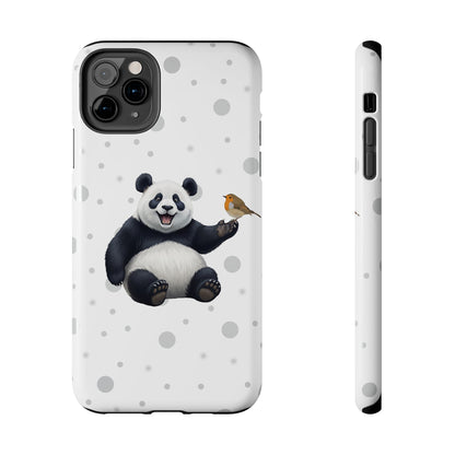 Cute Panda Bear with European Robin Animal iPhone Case - Dual-Layer PC/TPU Protective Cover for iPhone