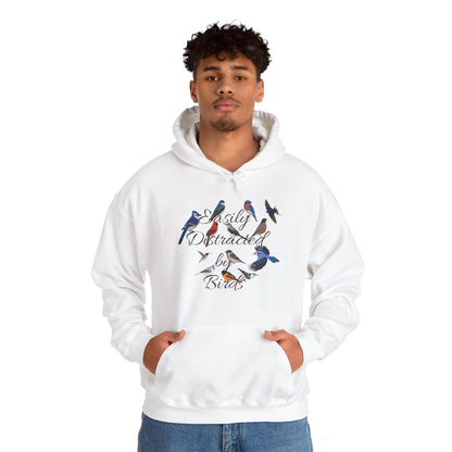 Easily Distracted by Birds Blue Jay Cardinal Hummingbird Hoodie