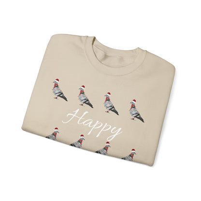 Pigeon as Santa with Hat Scarf and Fairy Lights Happy Holidays Birdwatcher Christmas Bird Sweatshirt