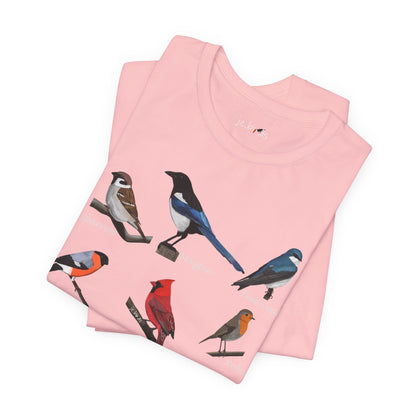 Garden Birds Blue Jay Cardinal Robin Chickadee Birding & Birdwatching Bird T-Shirt